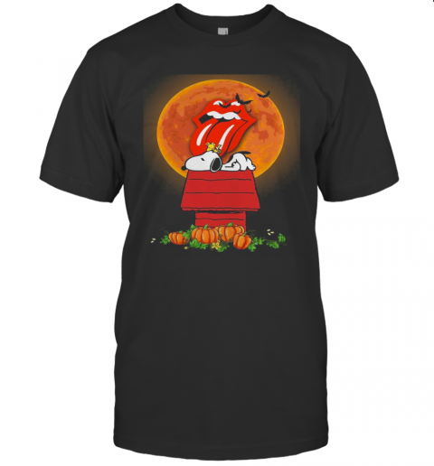 Halloween Snoopy And Woodstock Poster The Rolling Stones Pumpkin Moon T-Shirt