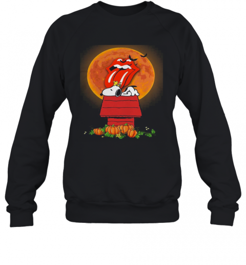 Halloween Snoopy And Woodstock Poster The Rolling Stones Pumpkin Moon T-Shirt Unisex Sweatshirt
