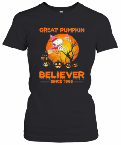 Halloween Snoopy And Woodstock Witch Great Pumpkin Believer Since 1966 Moon T-Shirt Classic Women's T-shirt