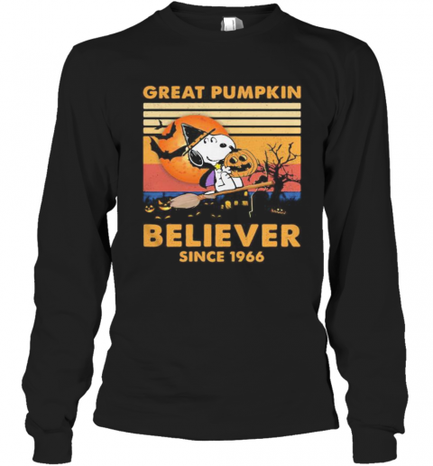 Halloween Snoopy Witch Great Pumpkin Believer Since 1966 Vintage Retro T-Shirt Long Sleeved T-shirt 