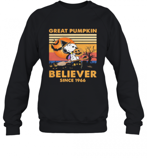 Halloween Snoopy Witch Great Pumpkin Believer Since 1966 Vintage Retro T-Shirt Unisex Sweatshirt