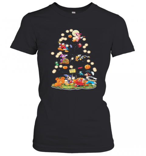 Halloween Tree Mickey Mouse Cartoon Characters T-Shirt Classic Women's T-shirt