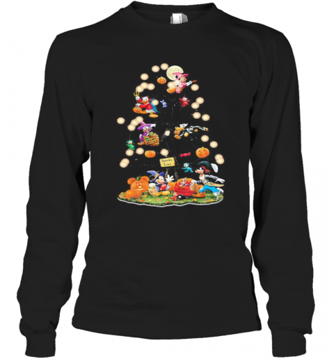 Halloween Tree Mickey Mouse Cartoon Characters T-Shirt Long Sleeved T-shirt 