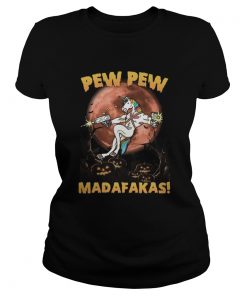 Halloween Unicorn Pew Pew Madafakas Blood Moon  Classic Ladies