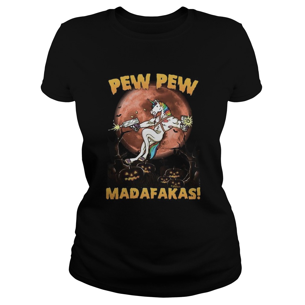 Halloween Unicorn Pew Pew Madafakas Blood Moon Classic Ladies