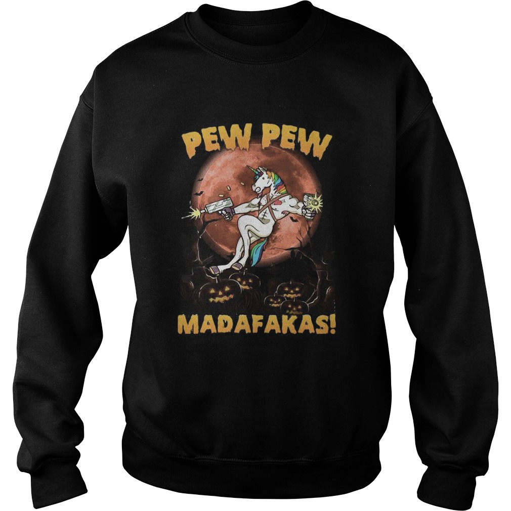 Halloween Unicorn Pew Pew Madafakas Blood Moon Sweatshirt