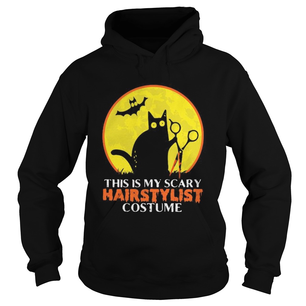 Halloween black cat this is my scary hairstylist costume sunset Hoodie