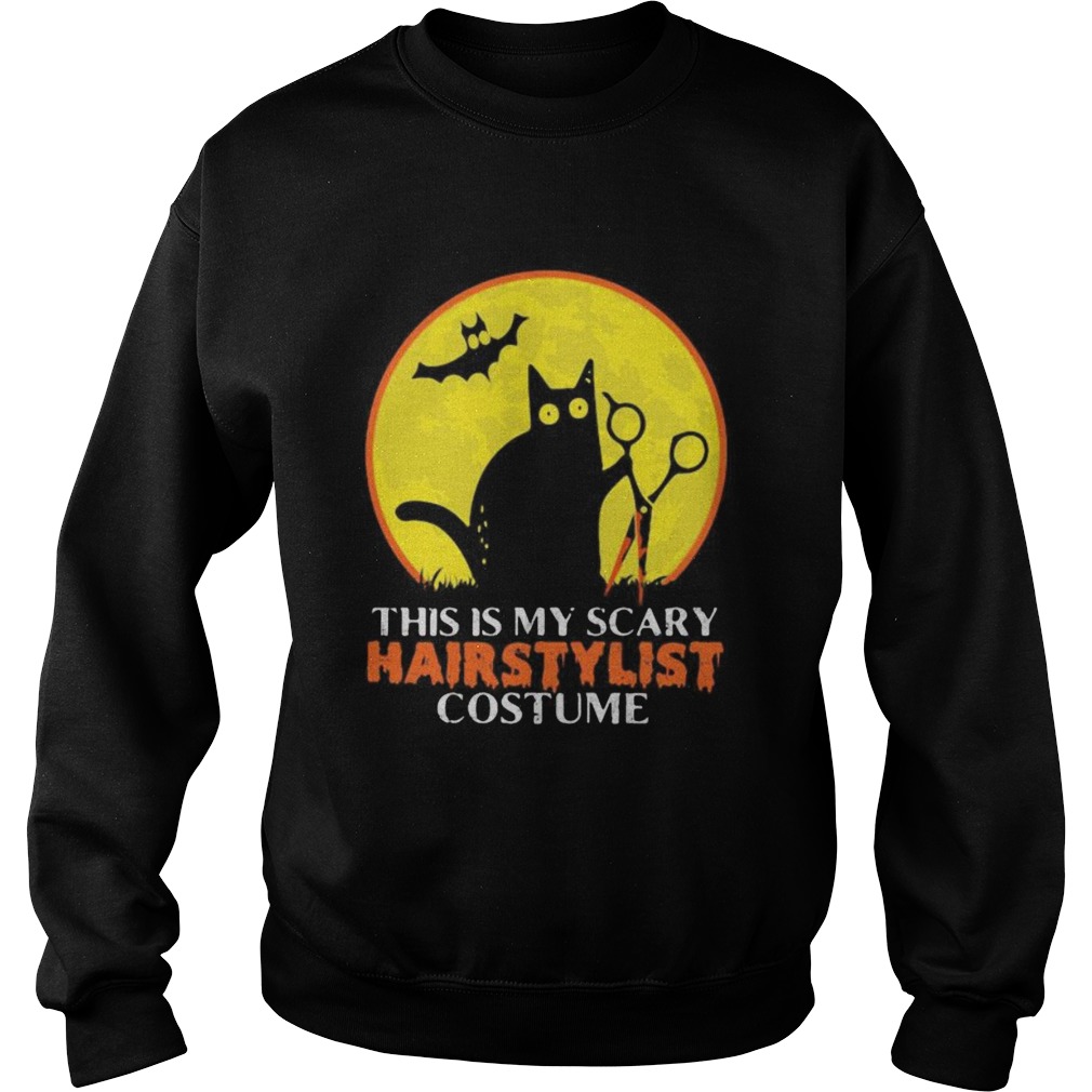 Halloween black cat this is my scary hairstylist costume sunset Sweatshirt