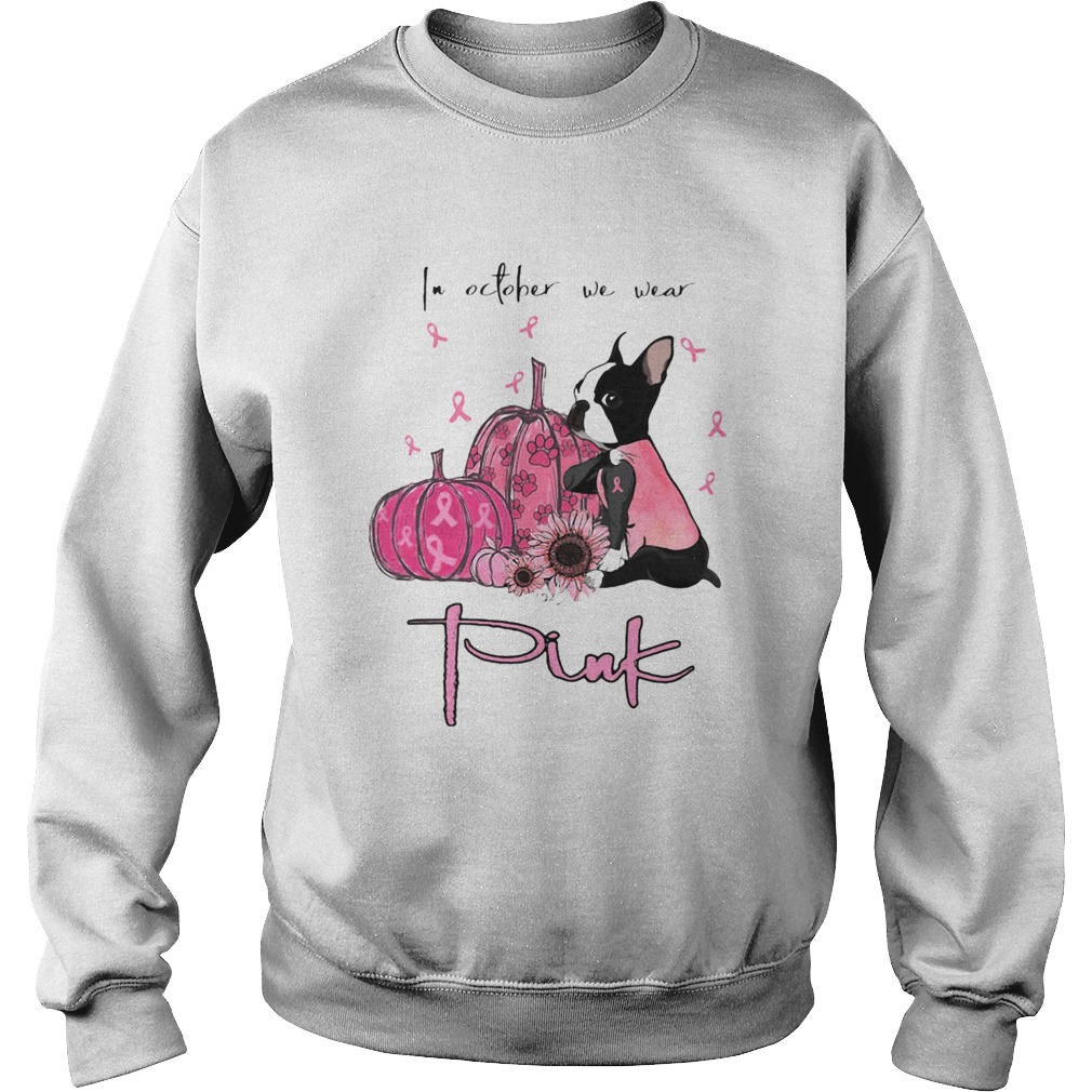 Halloween chihuahua in october we wear pink sunflower pumpkins and cancer awareness Sweatshirt