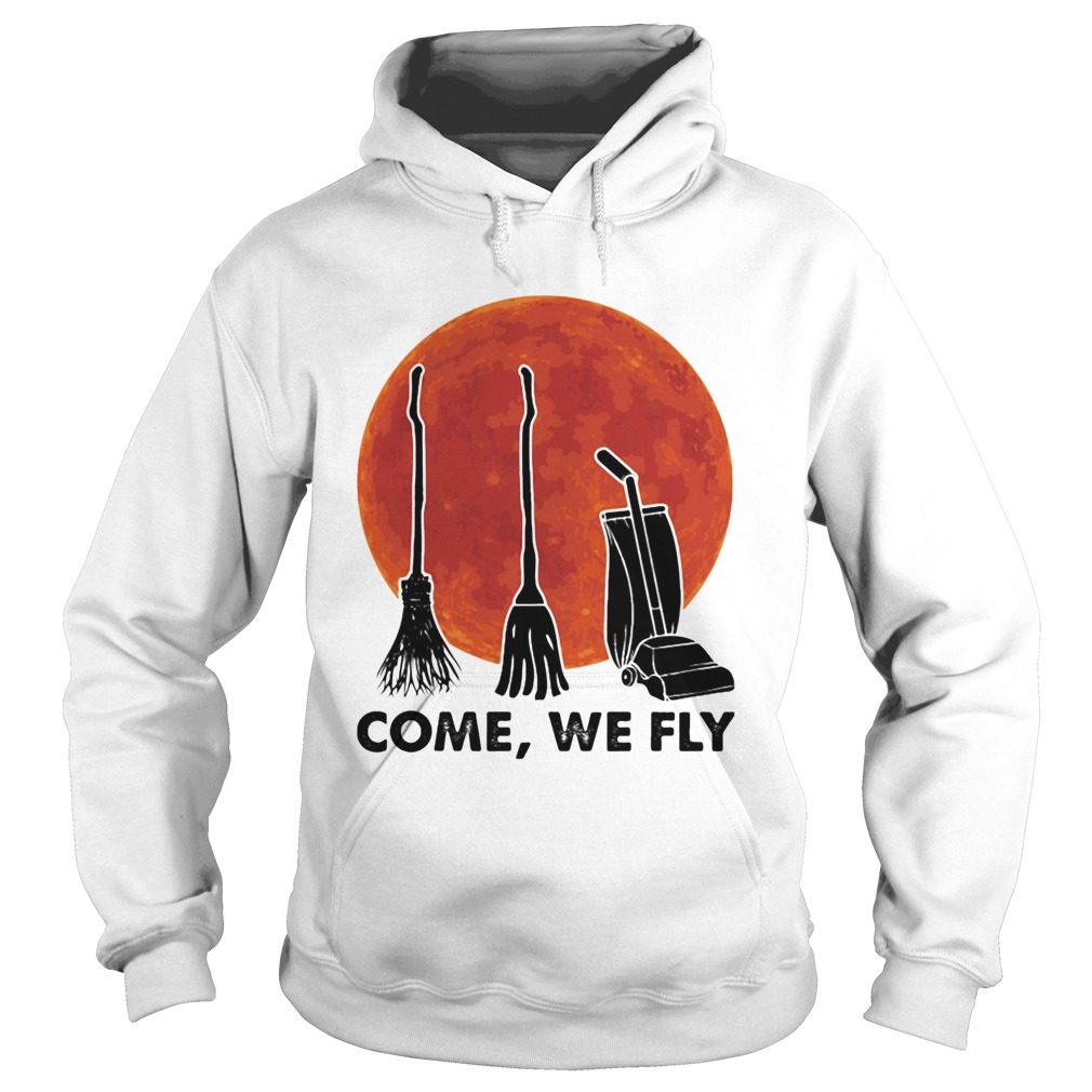 Halloween come we fly broomstick vacuum cleaner sunset Hoodie