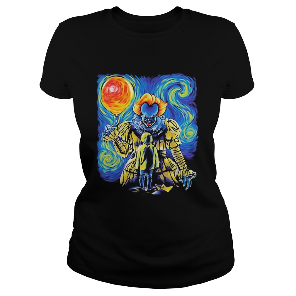 Halloween pennywise holding balloon starry night Classic Ladies