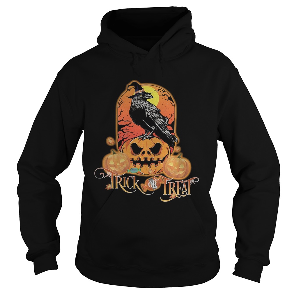 Halloween raven witch trick or treat pumpkins Hoodie
