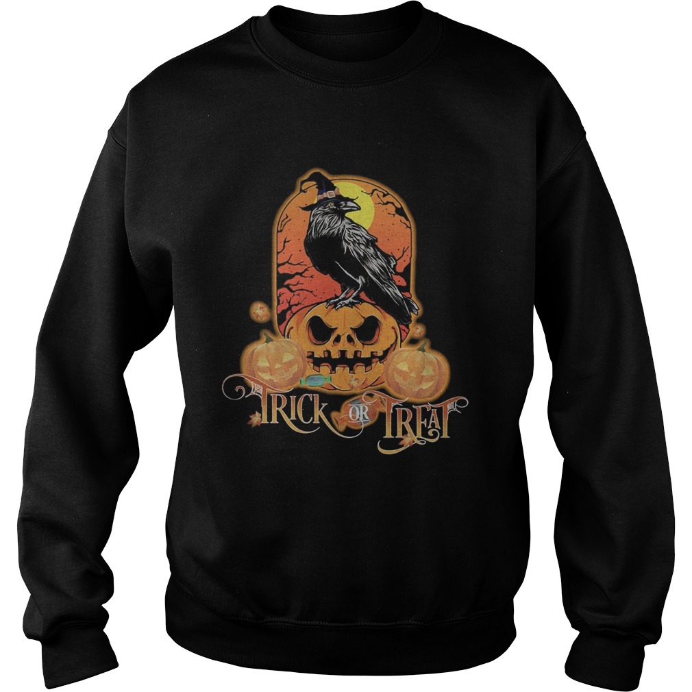Halloween raven witch trick or treat pumpkins Sweatshirt