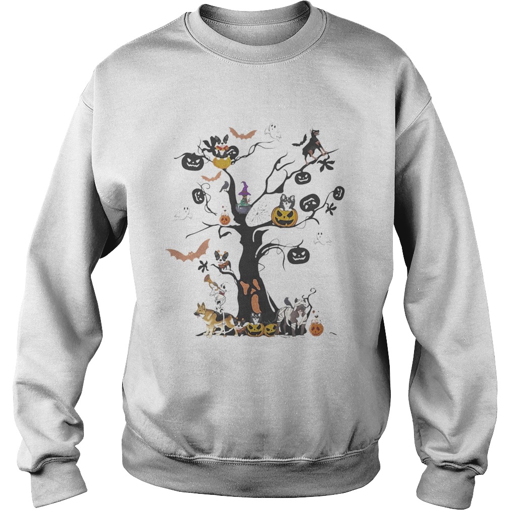 Halloween tree dogs pumpkins ghost bats Sweatshirt