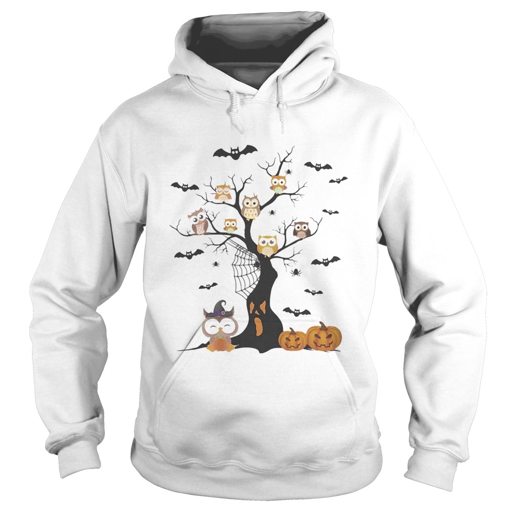 Halloween tree owls witch pumpkin Hoodie