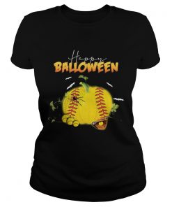 Happy halloween balloween softball pumpkin  Classic Ladies