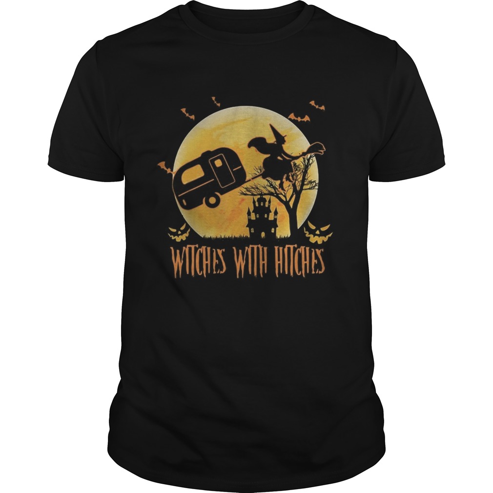 Happy halloween camping witches with hitches moon shirt