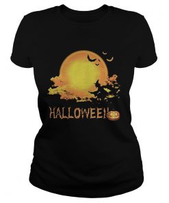 Happy halloween witch bat and pumpkin moon  Classic Ladies