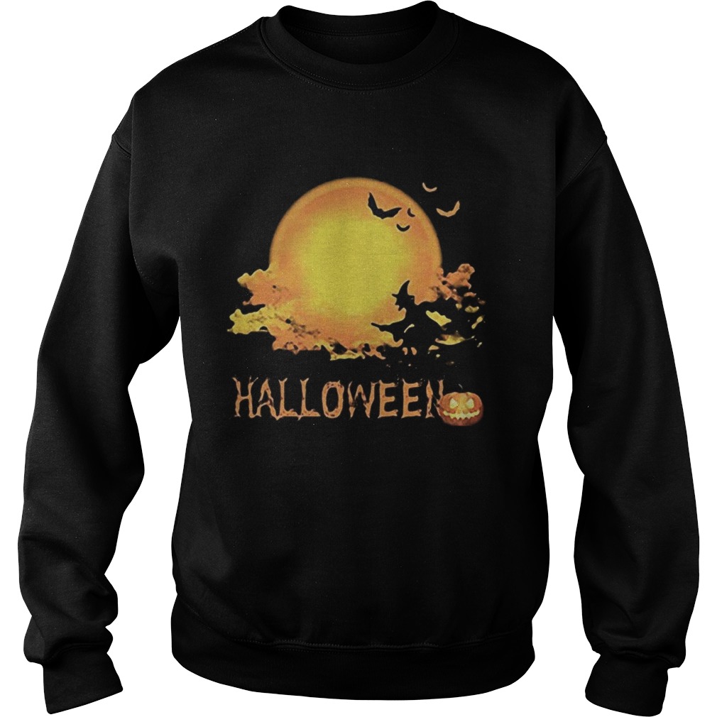 Happy halloween witch bat and pumpkin moon Sweatshirt