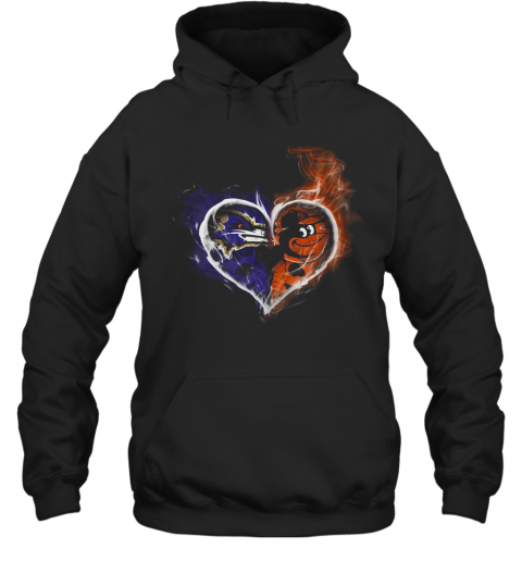 Heart Baltimore Ravens And Baltimore Orioles T-Shirt Unisex Hoodie