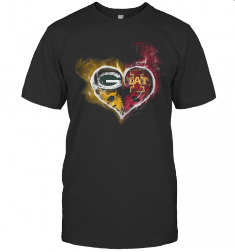 Heart Green Bay Packers And Iowa State Cyclones T-Shirt