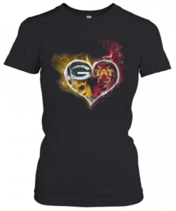 Heart Green Bay Packers And Iowa State Cyclones T-Shirt Classic Women's T-shirt