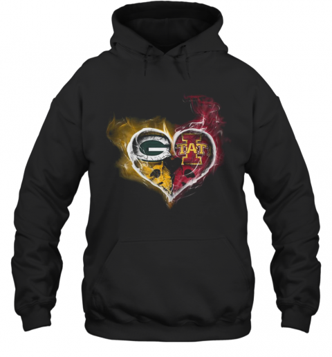 Heart Green Bay Packers And Iowa State Cyclones T-Shirt Unisex Hoodie