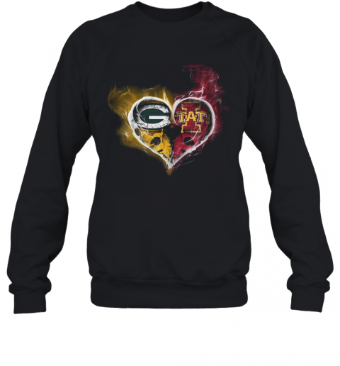 Heart Green Bay Packers And Iowa State Cyclones T-Shirt Unisex Sweatshirt