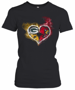 Heart Green Bay Packers And Louisville Cardinals T-Shirt Classic Women's T-shirt