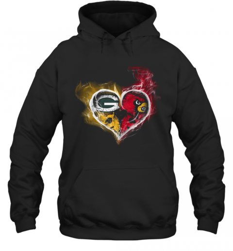 Heart Green Bay Packers And Louisville Cardinals T-Shirt Unisex Hoodie