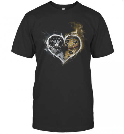 Heart Las Vegas Raiders And Annaheim Ducks T-Shirt