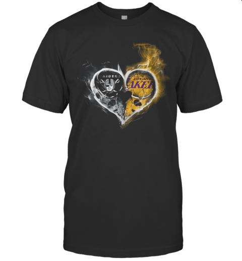 Heart Las Vegas Raiders And Los Angeles Lakers T-Shirt