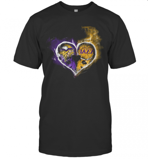Heart Minnesota Vikings And Los Angeles Lakers T-Shirt