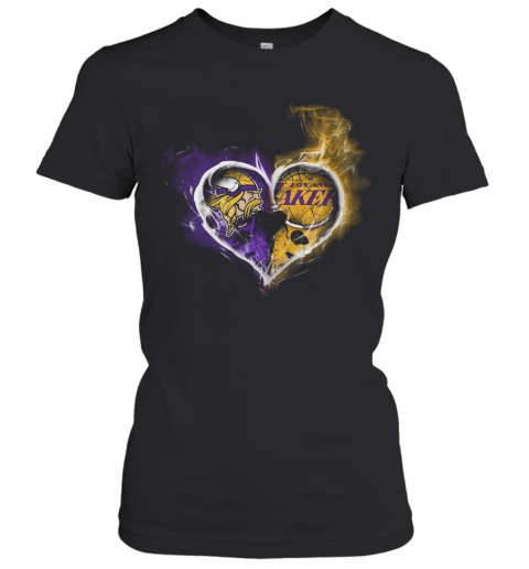 Heart Minnesota Vikings And Los Angeles Lakers T-Shirt Classic Women's T-shirt
