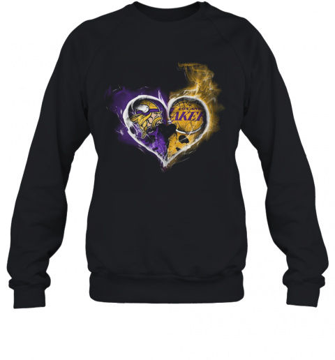 Heart Minnesota Vikings And Los Angeles Lakers T-Shirt Unisex Sweatshirt