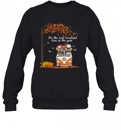 Hippie Car Horror Characters Chibi It'S The Most Wonderful Time Of The Year Halloween T-Shirt Unisex Sweatshirt