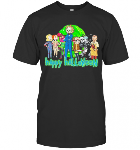 Horror Characters Rick And Morty Happy Halloween T-Shirt