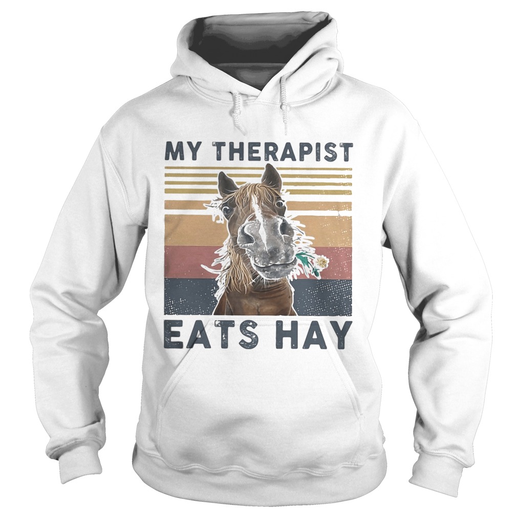 Horse My therapist eats hay vintage retro Hoodie