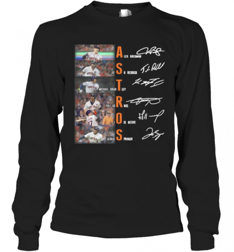Houston Astros Baseball Players Signatures T-Shirt Long Sleeved T-shirt 