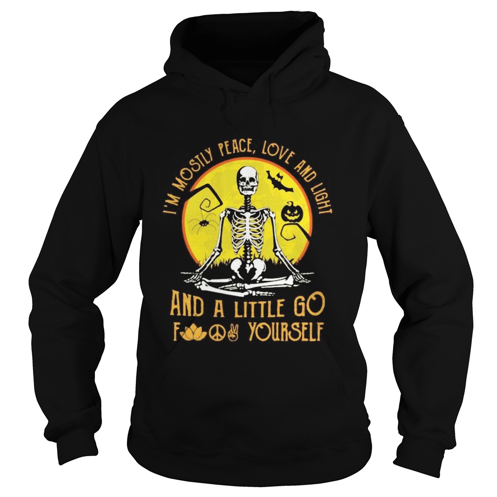 IM MOSILY PEACE LOVE AND LIGHT AND A LITTLE GO FUCK YOURSELF SKULL PUMPKIN SUNSET HALLOWEEN Hoodie