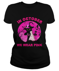 In October We Wear Pink Cat Moonlight Halloween  Classic Ladies