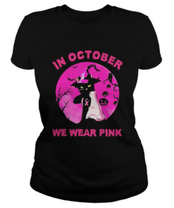 In October We Wear Pink Cat Sunset Halloween  Classic Ladies