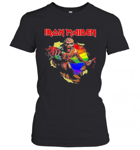 Iron Maiden Band Skeleton Lgbt Flag T-Shirt Classic Women's T-shirt