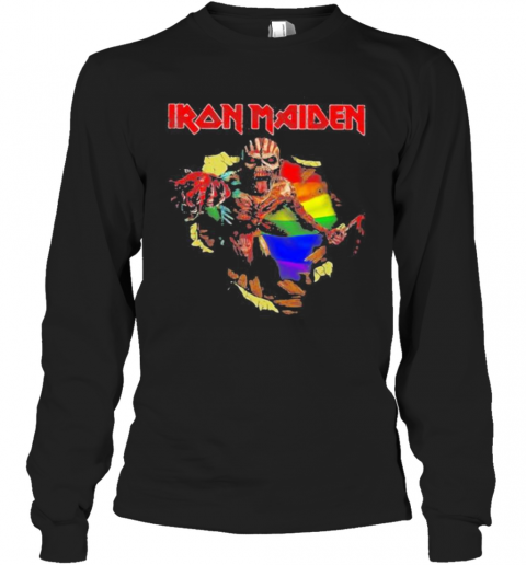 Iron Maiden Band Skeleton Lgbt Flag T-Shirt Long Sleeved T-shirt 