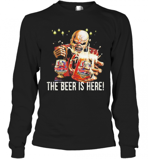 Iron Maiden Band Skeleton The Beer Is Here T-Shirt Long Sleeved T-shirt 