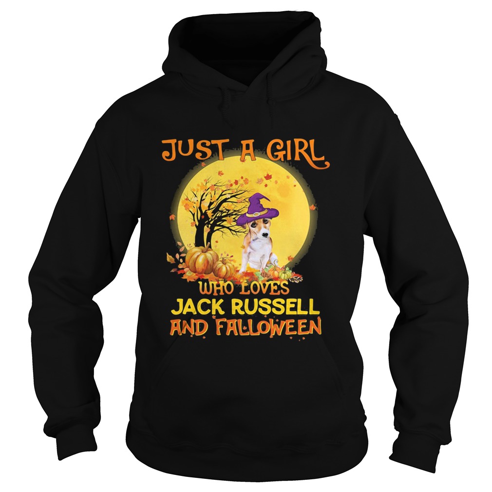 Just A Girl Who Loves Jack Russell And Falloween Pumpkin Sunset Halloween Hoodie
