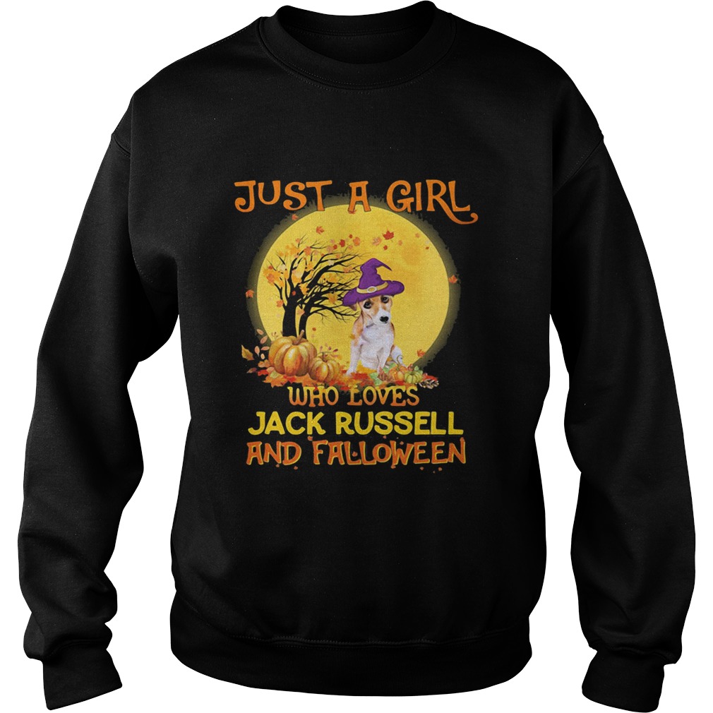 Just A Girl Who Loves Jack Russell And Falloween Pumpkin Sunset Halloween Sweatshirt
