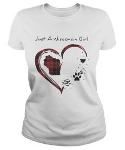 Just A Wisconsin Girl Love Flip Flop Dog Wine Wisconsin Map  Classic Ladies