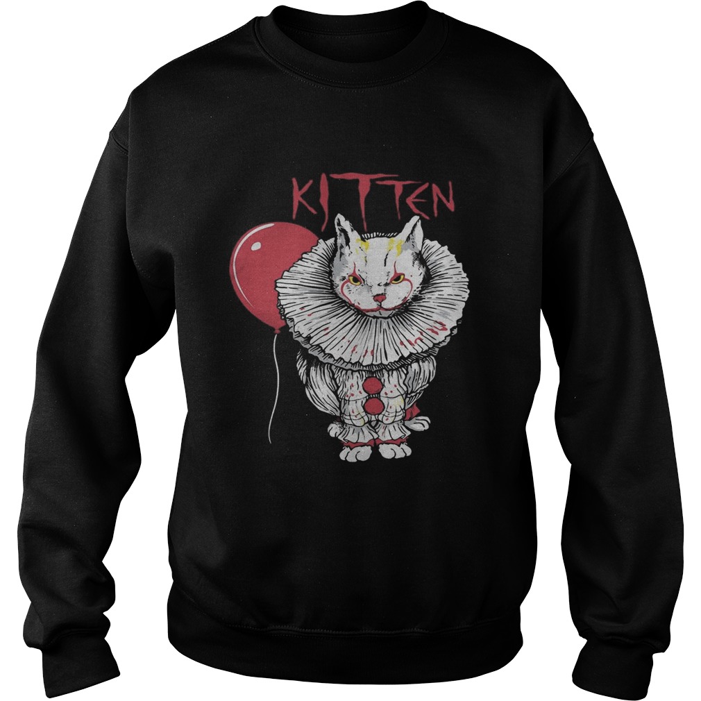 Kitten Cat And IT Clown Halloween Sweatshirt