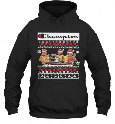 Kobe Bryant Lebron James Michael Jordan Champions Christmas Ugly T-Shirt Unisex Hoodie